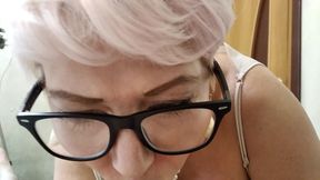I slap my slut wife with a dick on her lips & cum on her face!