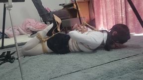 Thigh-High Thriller: Asian Sweetheart Struggles in Stockings and Gag