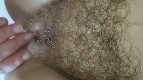 Bottom view closeup penetration hairy pussy