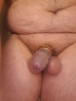 Cock bondage with nipples clamps