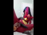 Rubber bird fursuiter Teasing and Toying for all to see