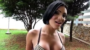 Brunette with big boobs loves her big dick