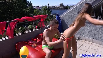 Young Russian girl takes huge cock deepthroat and rides it hard