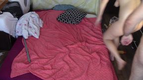 Amateur couple crazy sex in the bedroom.