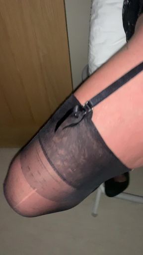 WIFE SQUIRTS LIKE A FOUNTAIN WHILST TIED TO A STOOL IN HER NYLON STOCKINGS