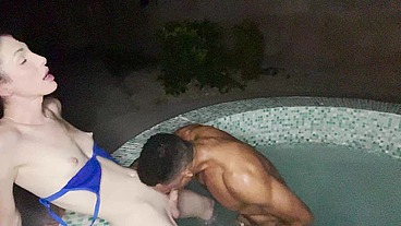 Petite Brunette Trans Girl Ava Holt Fucked Deep In Jacuzzi