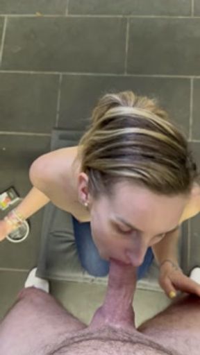 I give him a little blowjob in the garage while smoking my cigarette and I receive a facial