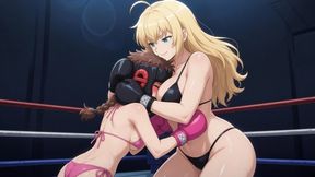 Petite girl vs Big blond AI anime female boxing 720p