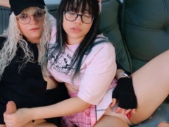 Babe Sneaky Online Date Handjob with Trans GF