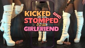 Kicked and Stomped by Your Girlfriend in OTK White High Heels Boots (Vertical Version) - TamyStarly - Cock Balls Crush Trample, Shoejob, Bootjob, CBT, Ballbusting, Trampling, Stomping copy