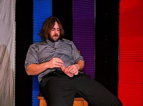 Solo male sensually cums on suit while shaking thighs and dirty talking