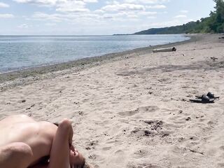 Husband films wife FUCKING A STRANGER and receiving an UNPROTECTED CREAMPIE on a PUBLIC BEACH