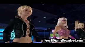 Three Sexy 3D Cartoon Stripper Babes Dance & Flash Seductively