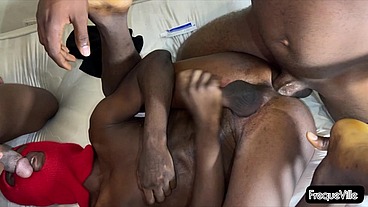 Threesome with two African Big Dicks