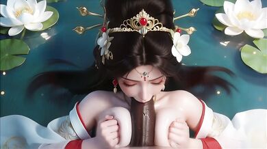 A Chinese ancient costume fairy was having a passionate encounter with her lover, but was suddenly surrounded. Then...AI-generated