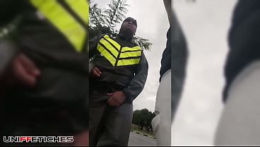 Motorcycle delivery driver fucks the customer after making his deliveries.
