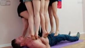 Moscow multitrampling contest #34 (Full): brutish trampling & face slapping & 5 girls synchronous jumping & finishing off with heels