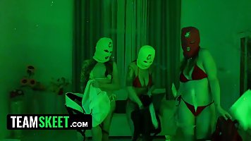 Busty girl in sexy lingerie and high heels  Octavia Red gets nailed after interview