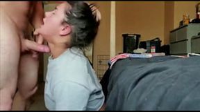 Deep throating and drooling all over his huge cock&#x1F32D;