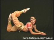 Two ballerinas shows flexible excersises