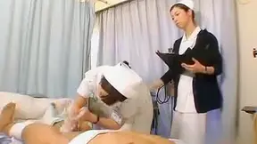 Watch as this luscious Japanese nurse masters her handjob technique!