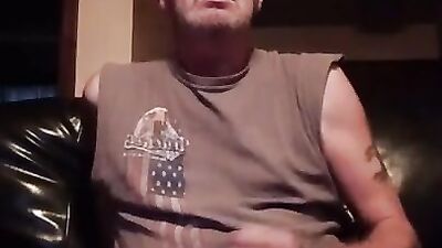 Perverted stepdad is jerking his piston in front of the cam