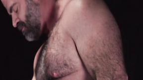 ”Jock Jay James jerks meat while getting butt drilled by bushy stud Bishop Angus”