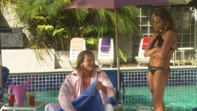Hot wife with perfect boobs gets fucked by the pool