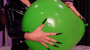 Playing with balloon in latex, riding it, and long nails scratching (small4phone)