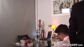 Skinny twink sucks daddies cock before raw slamming his ass