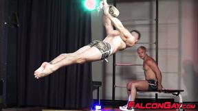 ”Three muscular hunks pounding raw & sucking in club”