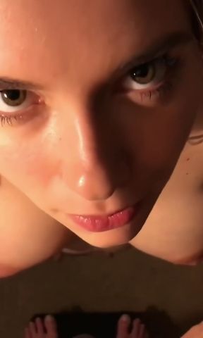 Dirty talking tease engages in intense eye contact during joi session