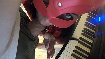Piano Lesson Seduction – Red Lingerie, Deep Pleasure & Messy Mouth Finish