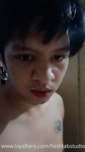 Filipino Twink Jerks Off With Roommate Feet Away, Cums Hard