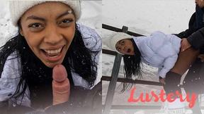 Ebony Latina Satisfies Her Cravings in Snowy Passion - Lustery
