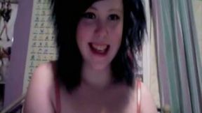 Busty brunette diva dildos her own kitty on webcam