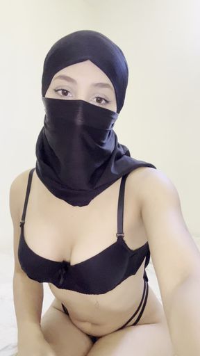 Covered But Naughty - Muslim Niqab Girl&#039;s Arab Hijabi Boobs Tease &amp; Erotic Tits Solo Show