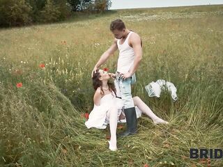 BRIDE4K. This playgirl ran away from her fiancé to screw a stranger shepherd outdoors