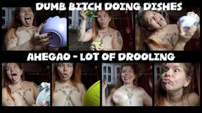 DUMB AHEGAO BITCH DOING DISHES - LOT OF DROOL