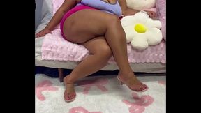 Ultimate Leg Tease - Natural Big Booty And Tits - Moaning - Seductive - High Heels - Daisy Dukes Short Shorts - Walking