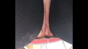 Showing my neighbors my exposed wet pussy