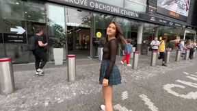 Ellie Luna is out and about in a see-through top and no panties