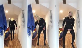 Brigitte's masked milf transformation in pantyhose and heels