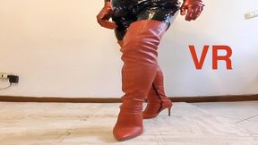 Catsuit and long boots posing in VR