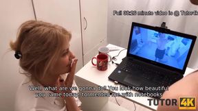 TUTOR4K&period; Boy spills tea on tutor to film her and involve in sex