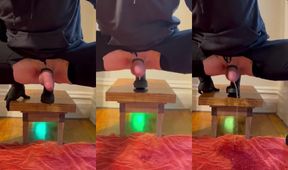 14in Black Cock Dildo Milks Prostate Dry Gushes Cum Piss Explosion