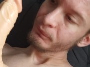Biting and chewing my dildo