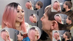 b79 I spat on him 56 times. His entire face was completely covered — eyes, nose, cheeks, forehead, mouth — everything glistening with my thick white spit.