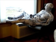 arachnaphobia zentai cums into black condom