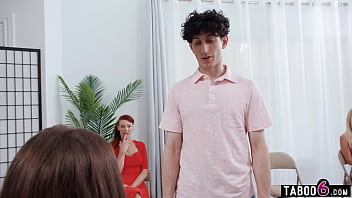 Desperate MILFs gang bang fertile guy in reverse gang bang